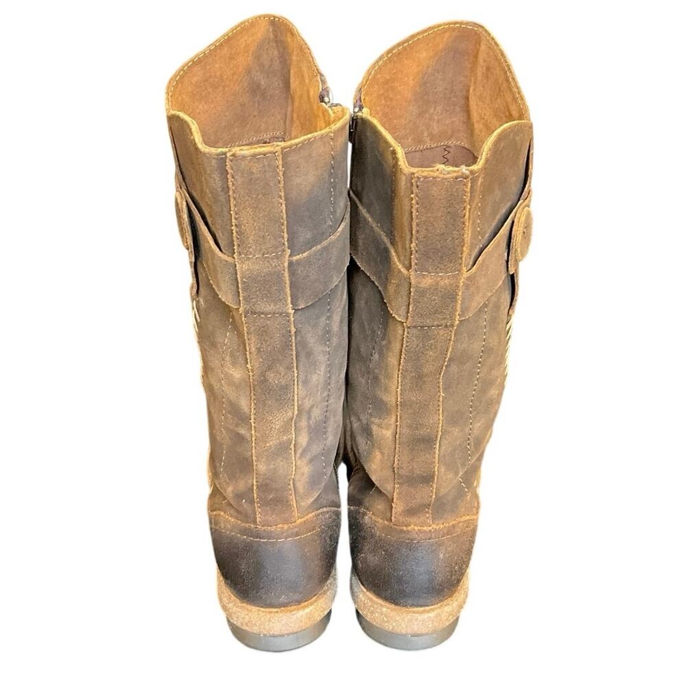 Born Distressed Brown Leather Mid-Calf Moto Boots - Picture 5 of 10